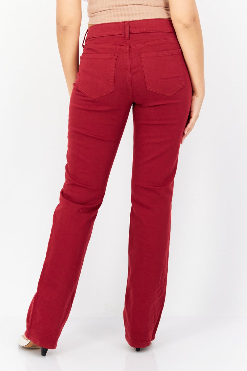 NYDJ Women Straight Fit Solid Stretchable Jeans, Maroon - Image 3