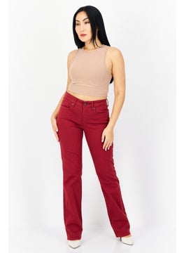 NYDJ Women Straight Fit Solid Stretchable Jeans, Maroon  - Image 4