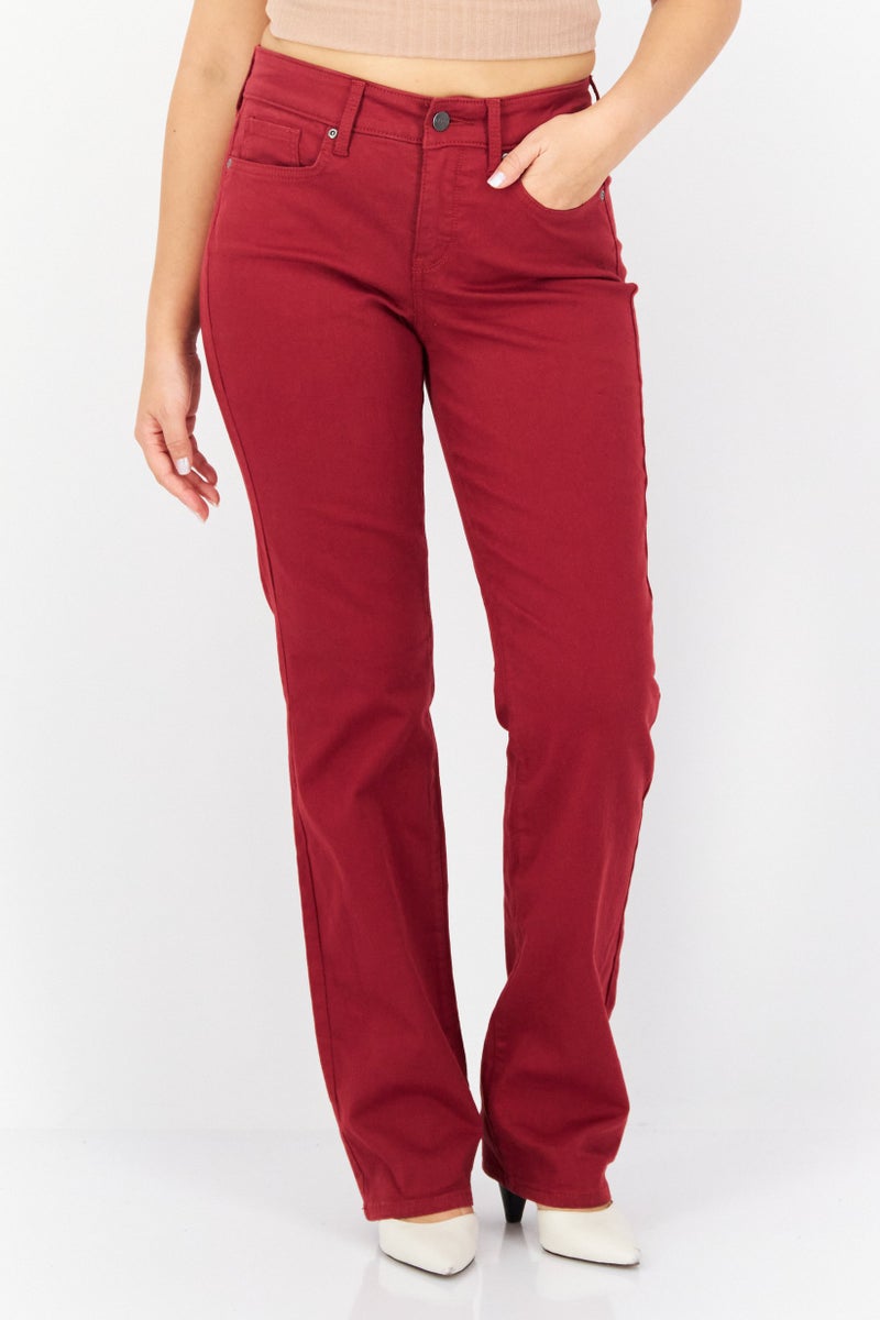 NYDJ Women Straight Fit Solid Stretchable Jeans, Maroon - Image 1