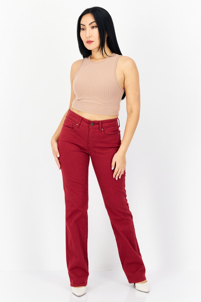 NYDJ Women Straight Fit Solid Stretchable Jeans, Maroon - Image 4