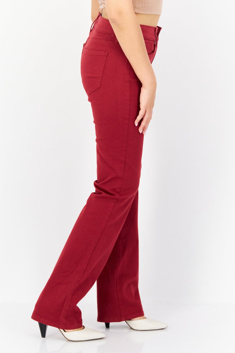 NYDJ Women Straight Fit Solid Stretchable Jeans, Maroon - Image 2