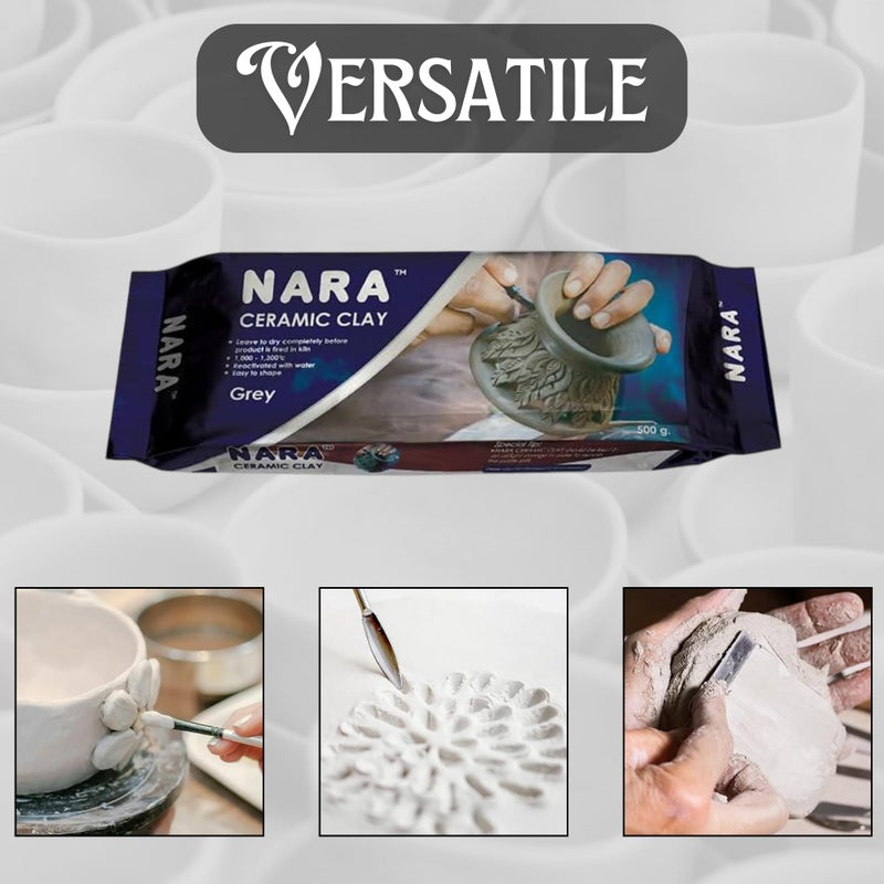 Nara طين نارا الخزفي للنمذجة والفنون والحرف، يجف في الهواء، تشكيل يدوي للخزف، رمي على العجلة ومشاريع فنون السيراميك، طين ناعم وطبيعي للأطفال والمحترفين، 500 جرام - تيراكوتا - Image 3