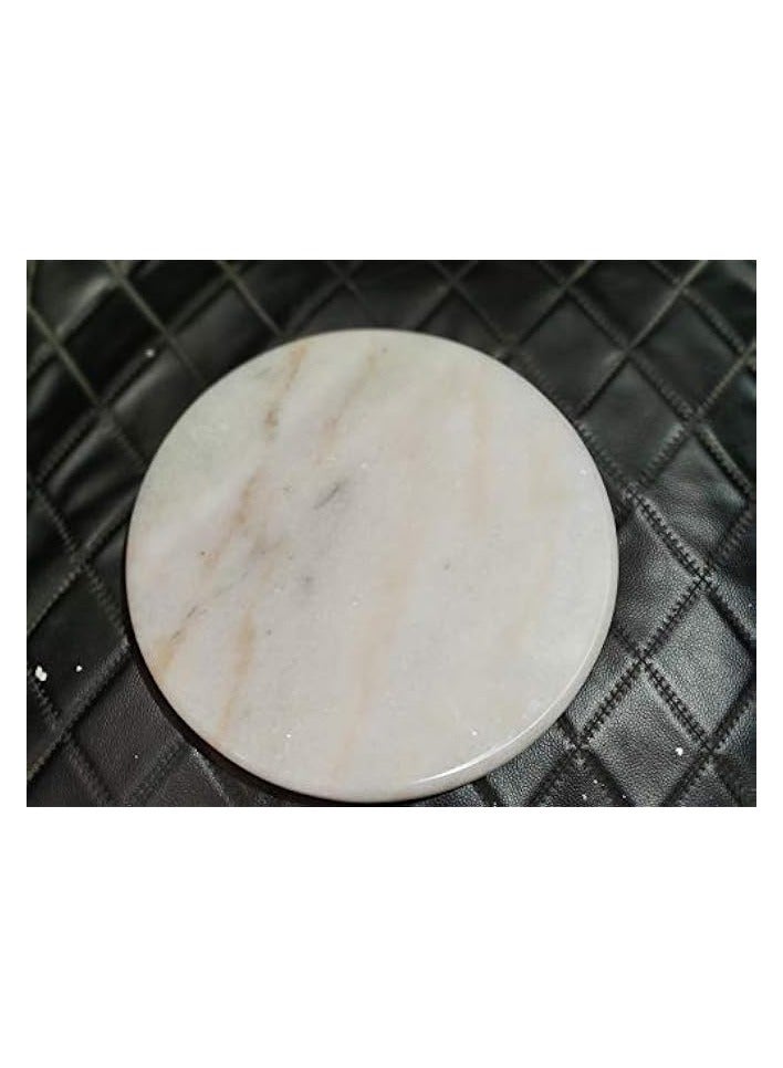 Green Tiger Pure White Marble Chakla/Roti Maker/Rolling Board Anti-Skid (10.5" Inch or 27 CM) - Image 1
