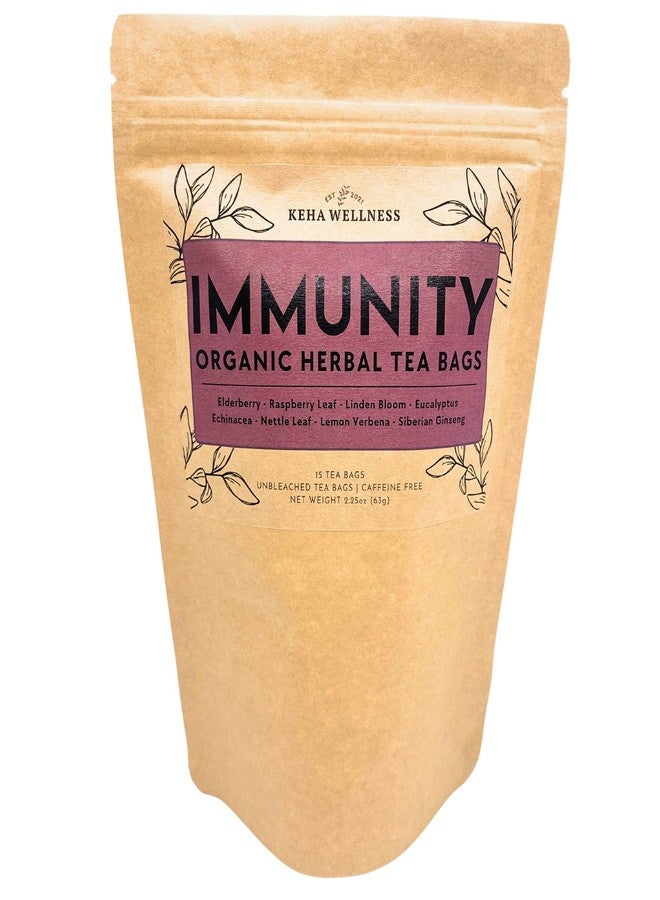 Keha Wellness Organic Immunity Herbal Tea Bags 15 Tea Bags Extra Full & Extra Flavor Caffeine Free Immune Support Tea Wellness Tea Cold & Flu Elderberry Echinacea Tea Made in the USA - Image 1