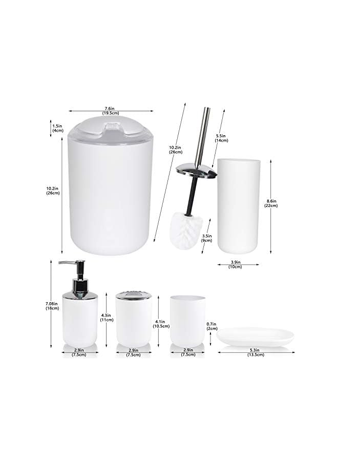 IAF Bathroom Accessories Set 6 Piece Bath Ensemble Includes Soap Dispenser, Toothbrush Holder, Toothbrush Cup, Soap Dish for Decorative Countertop and Housewarming Gift,New White - Image 2