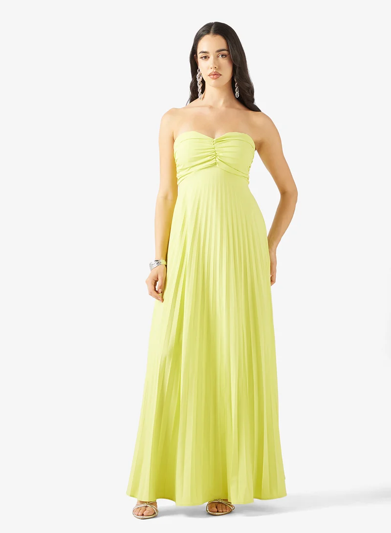 Ginger Bandeau Pleated Dress with Scarf Detail