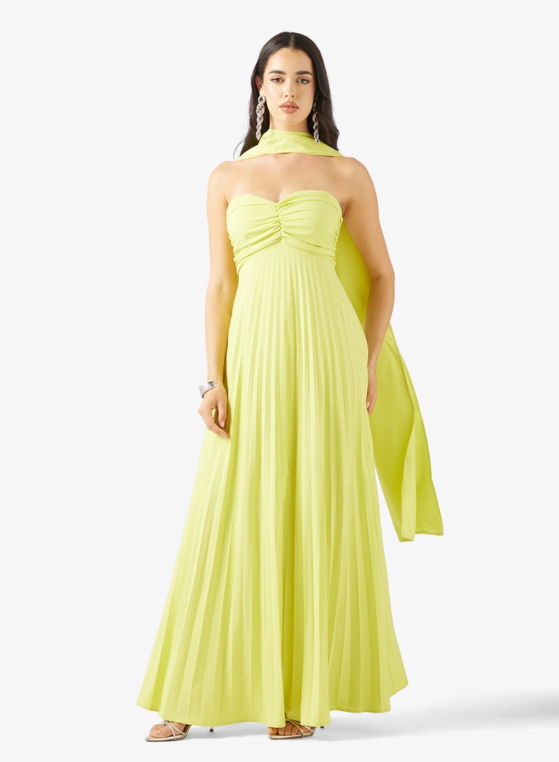 جينجر فستان باندو مطوي مع تفاصيل وشاح - Image 1