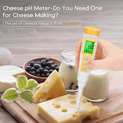 YINMIK Digital pH Meter for Food, pH Probe for Sourdough and Bread Dough, Checking The pH of Fermenting Sausages and Salami, Waterproof pH Tester for Solid and Liquid Soft Soil Sample… - Image 5