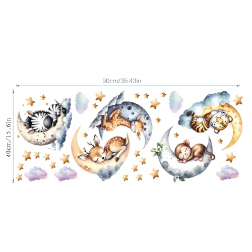 WEWINLE Jungle Animal Wall Decals for Nursery – Removable Safari Animal Stickers for Baby Room, Kids Bedroom & Playroom – Moon and Stars Animals Wall Art Decor for Boys and Girls - Image 4