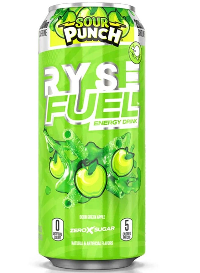 RYSE Energy Drink, Sour Punch Green Apple, 1 Can, 200mg Natural Caffeine 