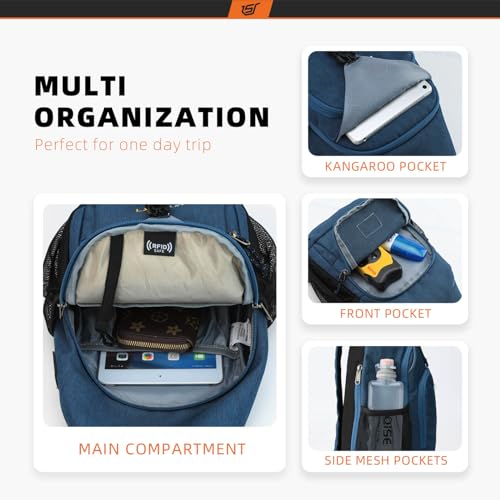 SKYSPER Sling Bag RFID Crossbody Sling Backpack Cross Body Shoulder Bag Travel Hiking Daypack for Women Men(Blue) - Image 2