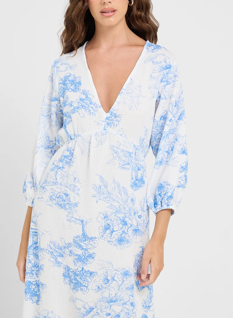 Ginger Floral Print Midi Dress