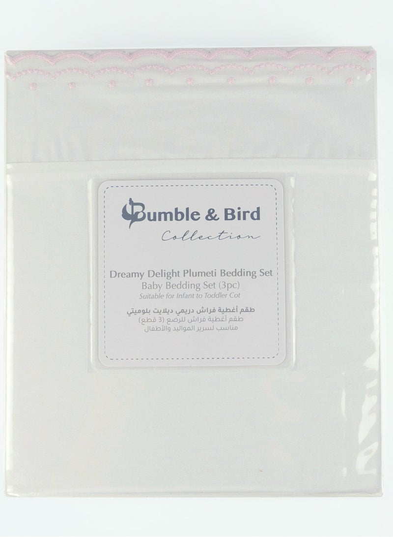 Bumble & Bird - Plumeti Baby Bedding Set For Moses Basket - 3pcs - Pink - Image 2