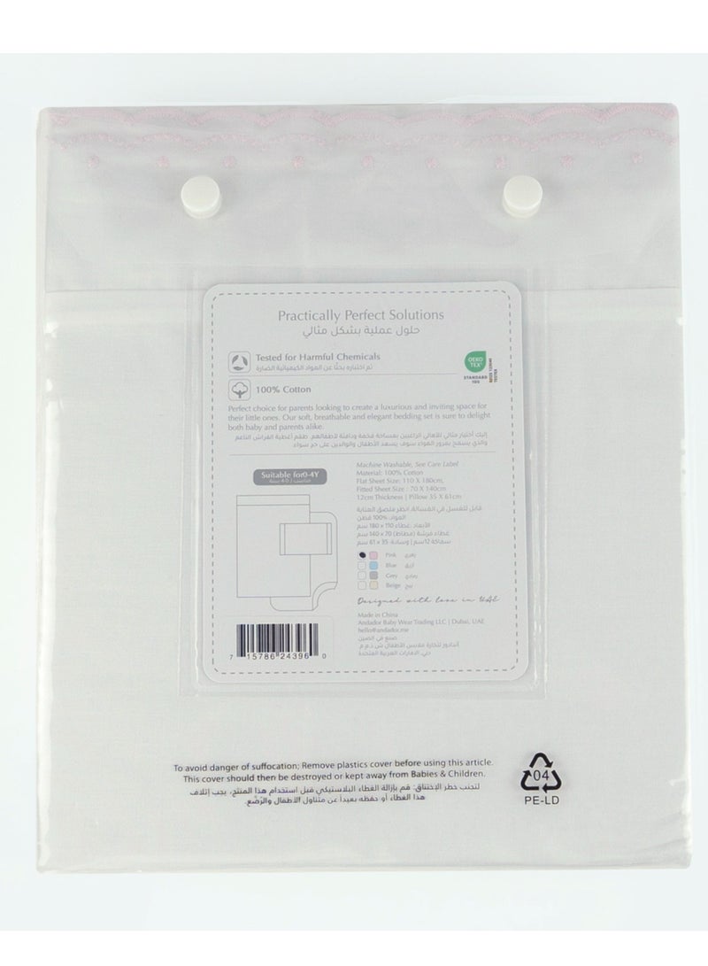 Bumble & Bird - Plumeti Baby Bedding Set For Moses Basket - 3pcs - Pink - Image 3