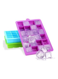 Y&D 3-Piece Silicone 24-cavities Ice Maker Set Blue/Purple/Green One Size  - Image 3