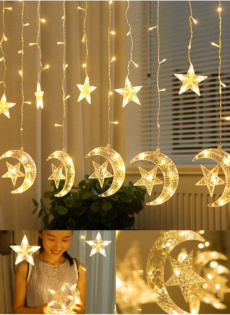 co arma LED lights curtain with a crescent, star and mosque design, suitable for Ramadan atmosphere  - Image 1