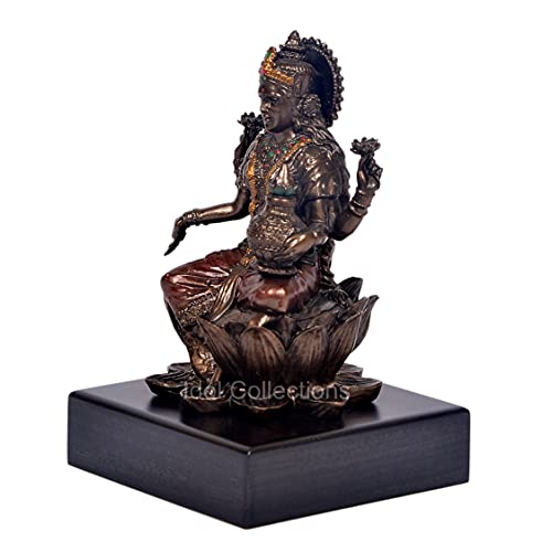Idol Collections Maa Lakshmi Sitting On Lotus Polyresin Idol Multicoloured Height 4 Inch - Image 2