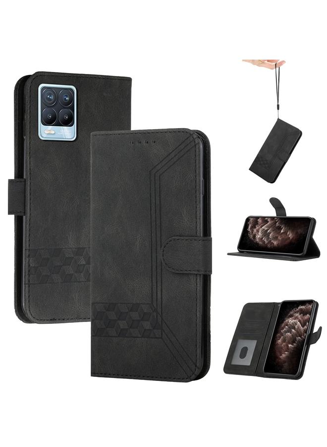 S-TOP Case For OPPO Realme 8 / 8 Pro Cubic Skin Feel Flip Leather Phone Case - Image 1