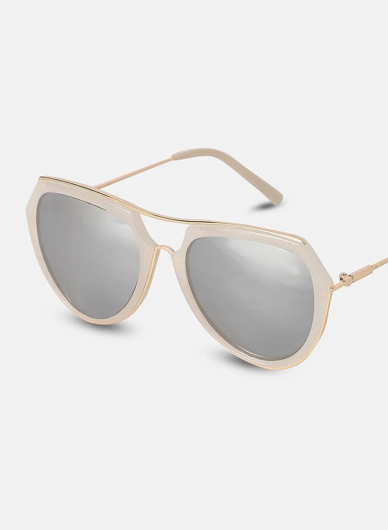 Haute Sauce Metallic Aviator Sunglasses - White