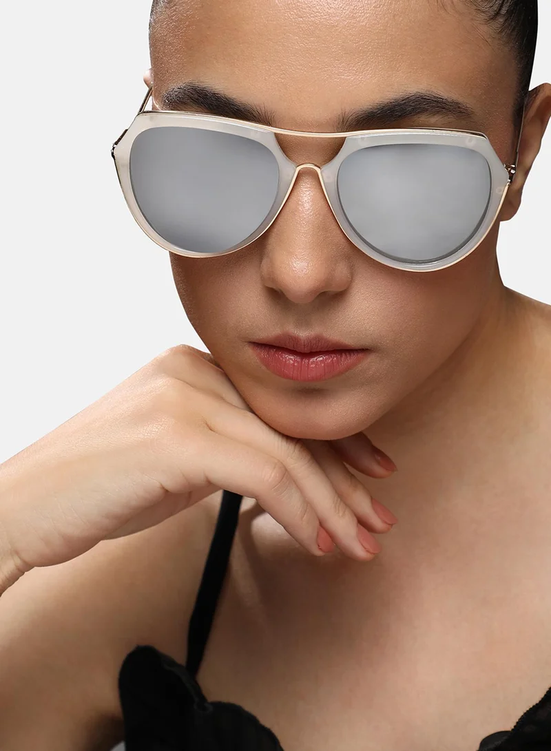 Haute Sauce Metallic Aviator Sunglasses - White