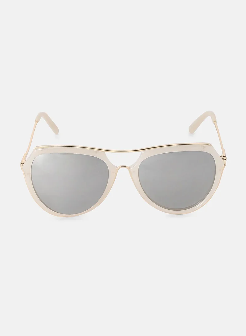 Haute Sauce Metallic Aviator Sunglasses - White
