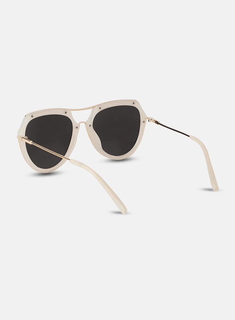 Haute Sauce Metallic Aviator Sunglasses - White