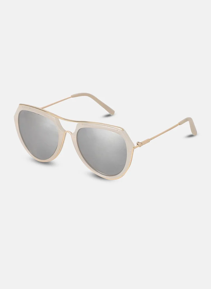 Haute Sauce Metallic Aviator Sunglasses - White