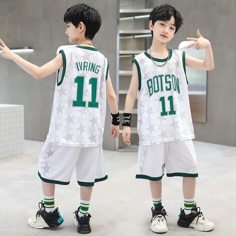 Boys Summer suit Basketball Suit 2023 New Summer Sleeveless Breathable Quick-drying Children's Summer Sports Two-piece Set - Image 1
