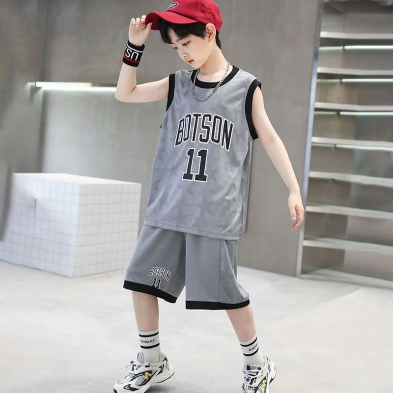 Boys Summer suit Basketball Suit 2023 New Summer Sleeveless Breathable Quick-drying Children's Summer Sports Two-piece Set - Image 5