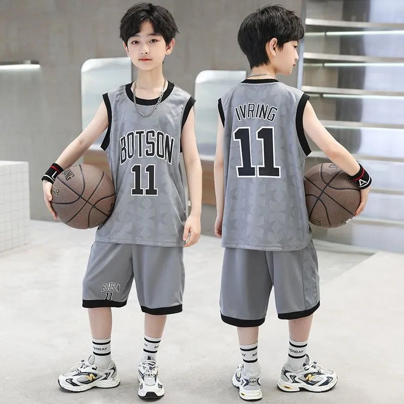 Boys Summer suit Basketball Suit 2023 New Summer Sleeveless Breathable Quick-drying Children's Summer Sports Two-piece Set - Image 3