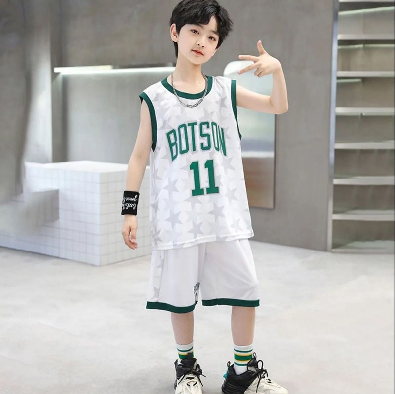 Boys Summer suit Basketball Suit 2023 New Summer Sleeveless Breathable Quick-drying Children's Summer Sports Two-piece Set - Image 4