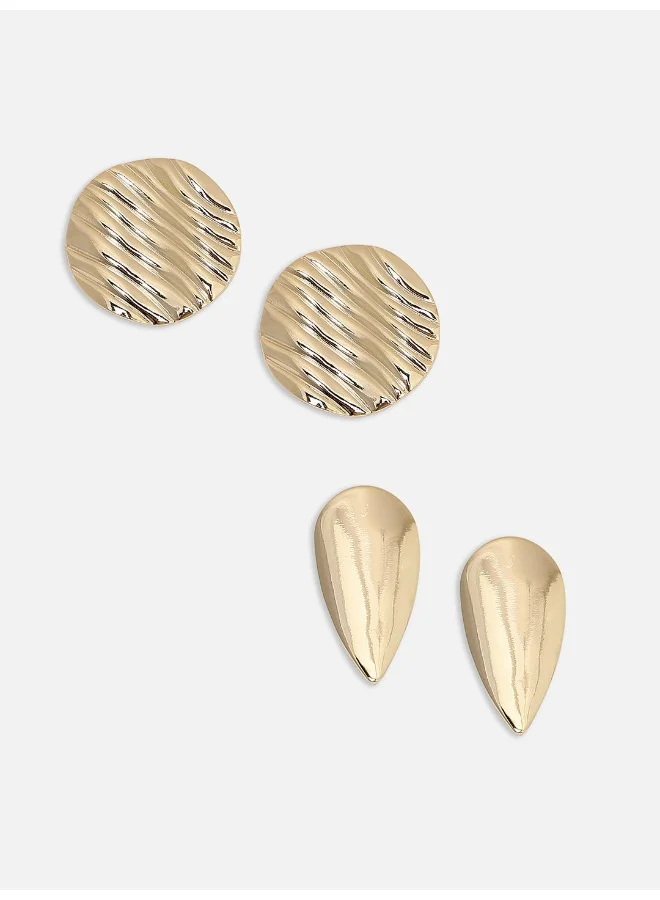 SOHI Pack Of Textured & Almond Artificial Stud Earring Jewellery