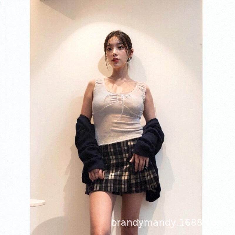 Bm Bow Vest Pure Lust Girly Style Short-Sleeved Smocked Short Style Versatile Can Be Worn Outside Light, Fashionable And Versatile - Image 4