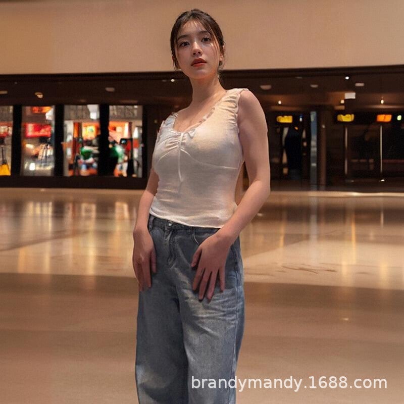 Bm Bow Vest Pure Lust Girly Style Short-Sleeved Smocked Short Style Versatile Can Be Worn Outside Light, Fashionable And Versatile - Image 5