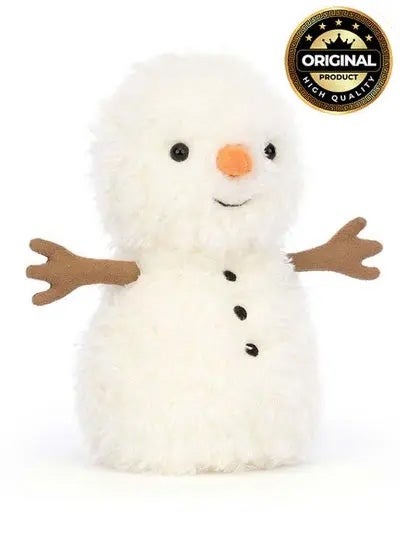 Jellycat Little Snowman – Soft White Plush Snowman with Carrot Nose & Twig Arms – 18cm Winter Toy for Kids, Christmas Décor & Gifting - Image 1