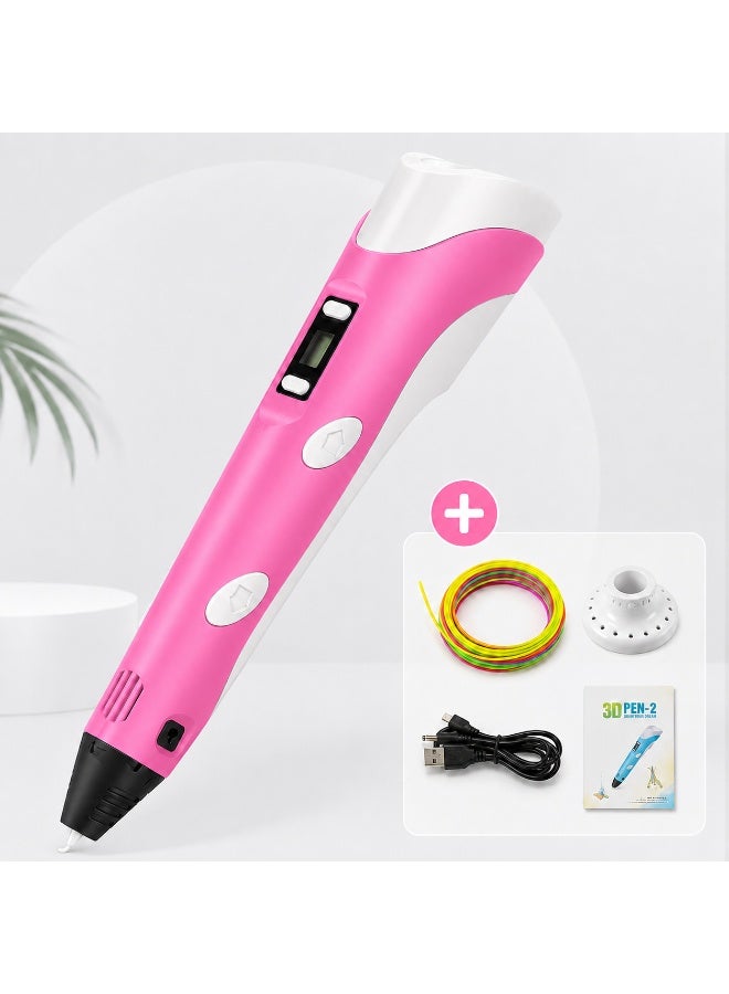 Shopit 3D Printing Pen Kit with Filament | USB Powered 3D Doodle Pen with LCD Screen (Pink) - Image 1