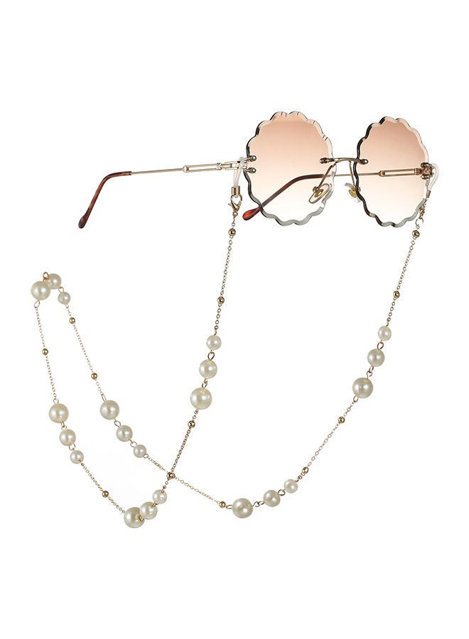 NIBEMINENT Pearl Beaded Eyeglass Chain With 2-Piece Silicone Anti-Slip Ring - Image 2