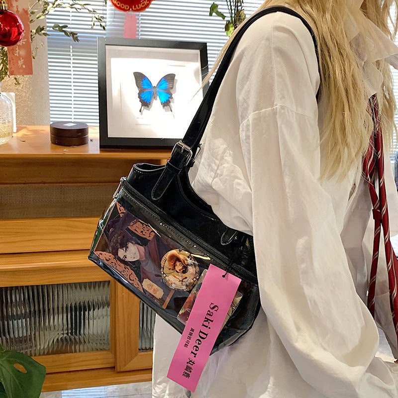 Japanese-Style Cute Anime Badge Girl Student Shoulder Bag Versatile Ins Women'S Handbag Underarm Bag - Image 3