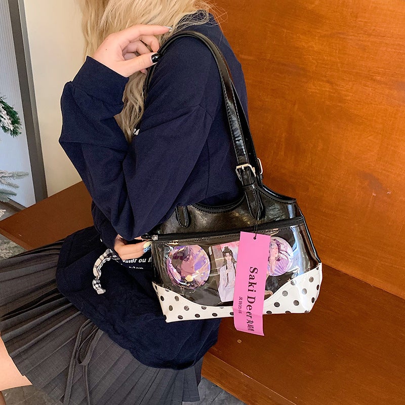 Japanese-Style Cute Anime Badge Girl Student Shoulder Bag Versatile Ins Women'S Handbag Underarm Bag - Image 4