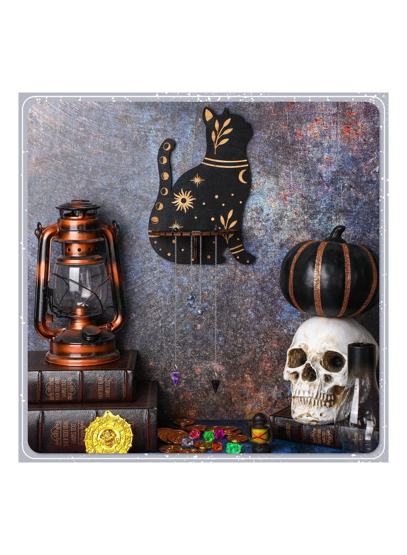KASTWAVE Cute Black Cat Shelf, Wooden Wall Mounted Crystal Display Shelf Decorative Crystal Wall Shelf Crystal Organizer Floating Shelves for Living Room Bathroom Decor, Does Not Contain Crystal Jewelry - Image 4