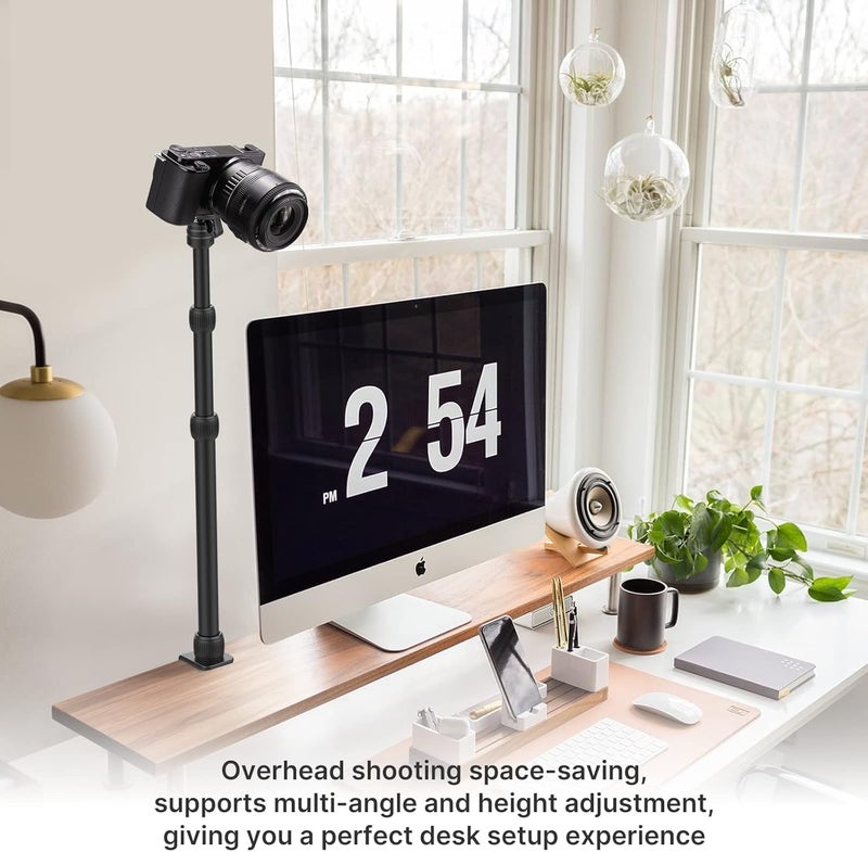 jusmo Camera Desk Aluminum Mount Stand with 360 Ballhead, 14.5-37.7in Adjustable, Table Light Stand with 1/4in for DSLR Camera - Image 2