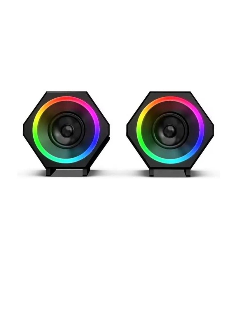 Kisonli Music Speaker For Gaming RGB colorful lights, stereo sound, good quality, can connect pc, laptop, mp3, mp4 , l-6060 - Image 3