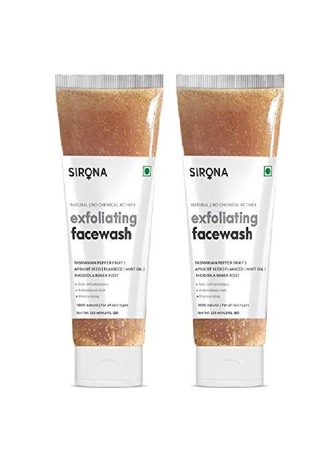 Sirona Exfoliating Natural Face Wash For Men Women 125 Ml (Pack Of 2)| Anti Acne | Suitable For All Skin Type| Reduces Blemishes| Antiageing | Facial Cleanser With Apricot Flaxseed Extracts - Image 2