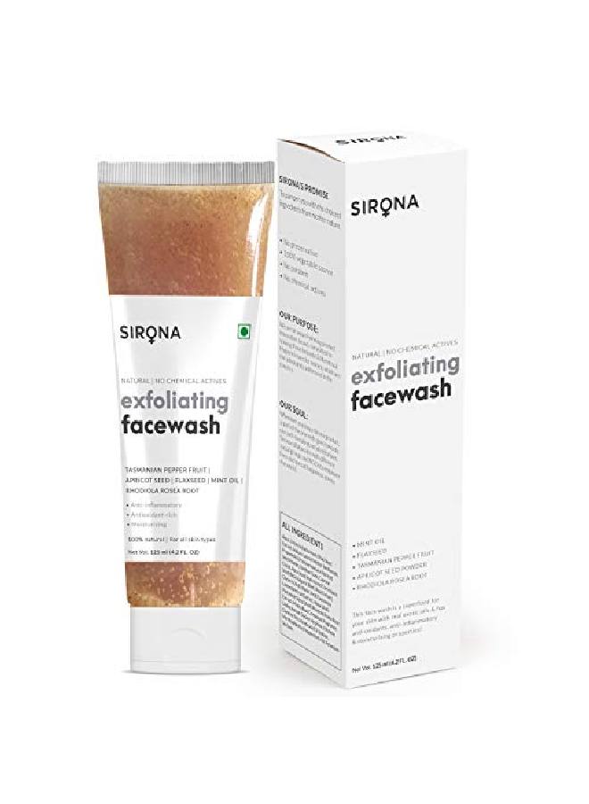 Sirona Exfoliating Natural Face Wash For Men Women 125 Ml (Pack Of 2)| Anti Acne | Suitable For All Skin Type| Reduces Blemishes| Antiageing | Facial Cleanser With Apricot Flaxseed Extracts - Image 3