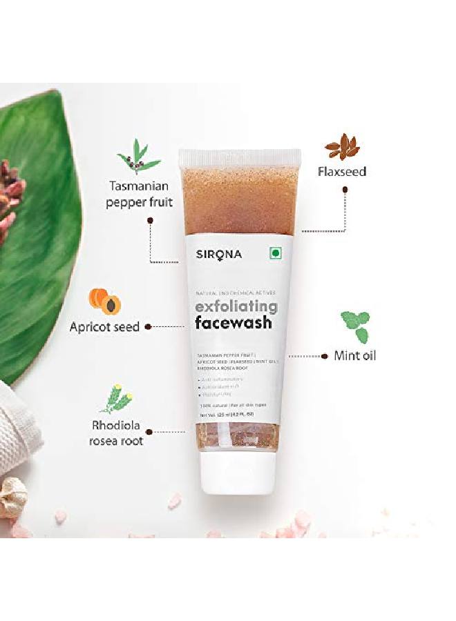 Sirona Exfoliating Natural Face Wash For Men Women 125 Ml (Pack Of 2)| Anti Acne | Suitable For All Skin Type| Reduces Blemishes| Antiageing | Facial Cleanser With Apricot Flaxseed Extracts - Image 5