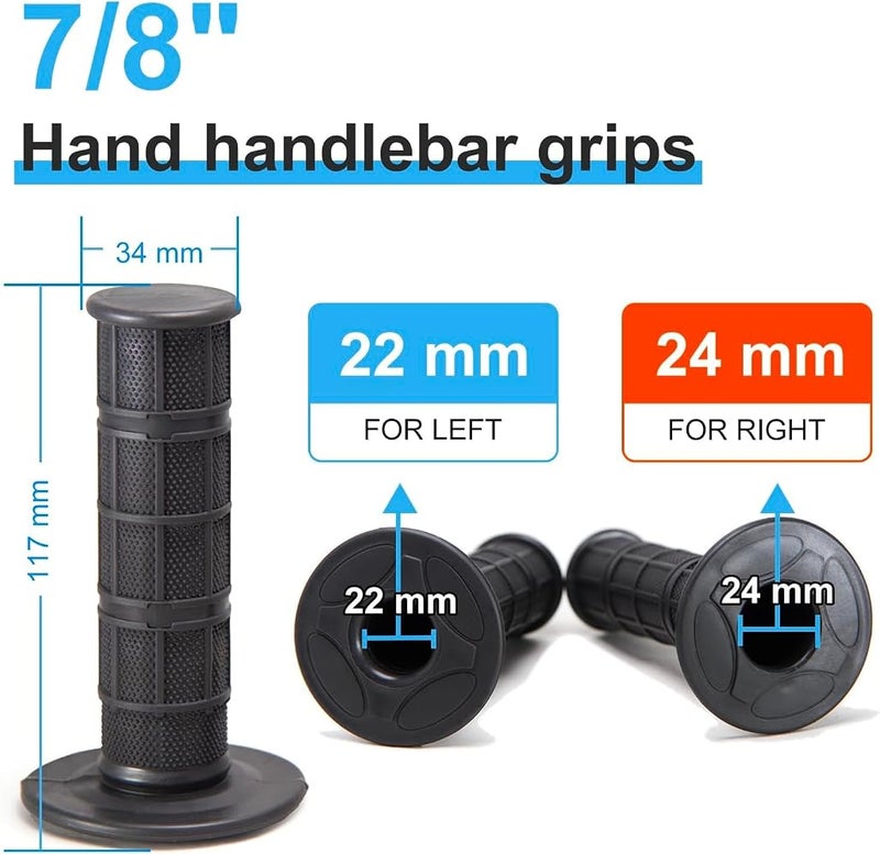 SYOSI 7/8" Motorcycle Hand Grips Dirt Bike Grips for CRF YZF WRF KXF KLX Pit-Bike, Soft Rubber Hand Handlebar Grip, Black - Image 2