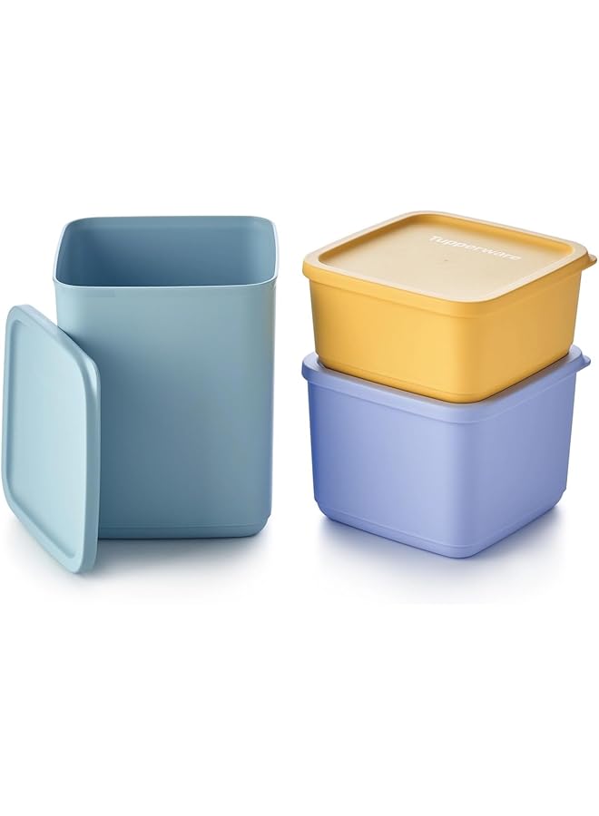 توبروير مجموعة صناديق تخزين كيوبكس الأساسية، 3 قطع، أصفر/أرجواني/أزرق - Image 1