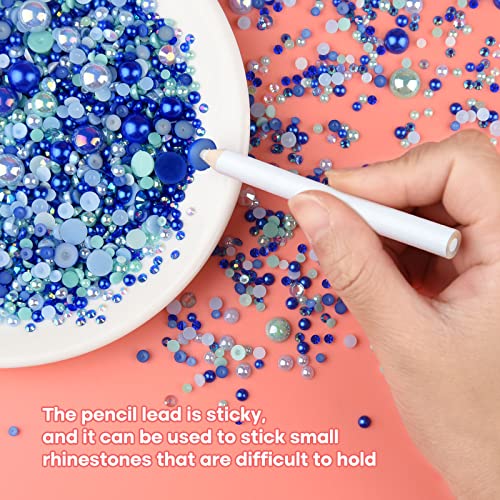 ASTARON 50g Mix Flatback Rhinestones Half Pearls for Crafts Mixed Size 3mm-10mm Flat Back Rhinestones for Crafts Flatback Pearls for DIY Tumblers Mugs Nail Art Shoes Clothes (Blue Series) - Image 5