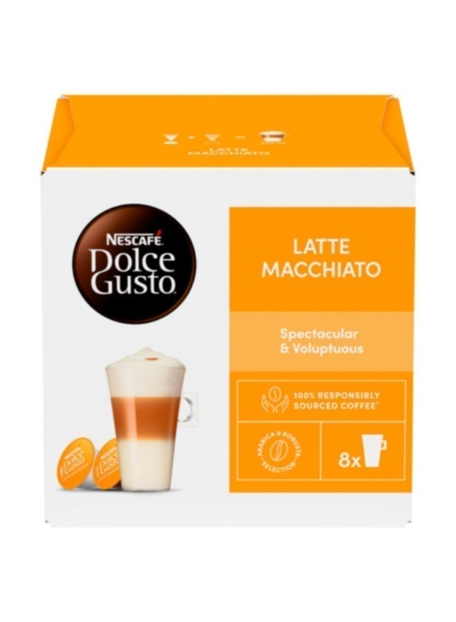 Nescafe Dolce Gusto Latte Macchiato 16 Coffee Capsules Latte Macchiato 183.2grams Single - Image 1