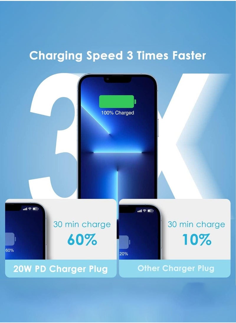 iPhone 20W Fast Charger | USB C Wall Fast Charger with USB C to Lightning Cable Compatible with iPhone 14/14 Pro/14 Pro Max/13/12/SE2020/11/XR/XS Max/X/iPad